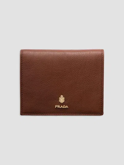 Prada Women's Small Leather Wallet In Brown
