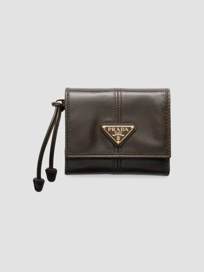 Prada Women's Small Leather Wallet In Dark Green