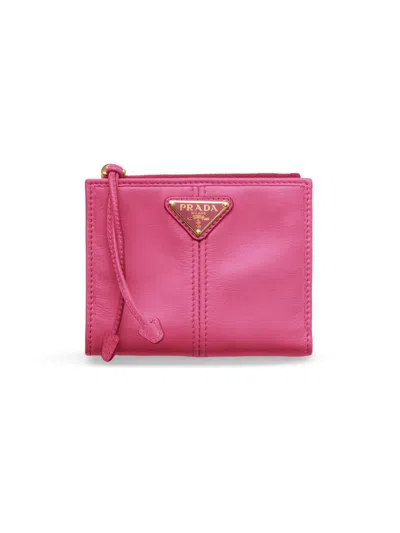 Prada Women's Small Leather Wallet In Pink