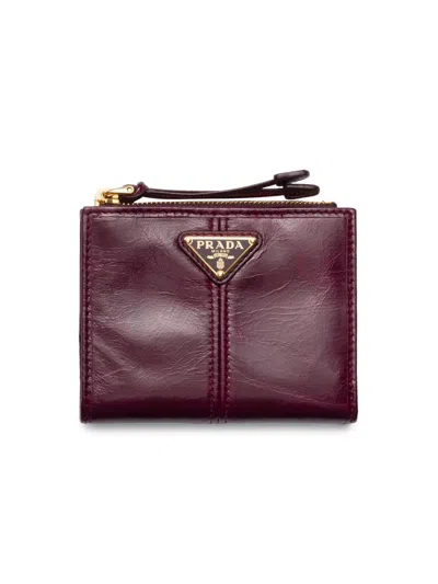 Prada Women's Small Leather Wallet In Red