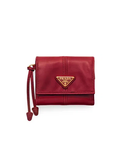 Prada Women's Small Leather Wallet In Red