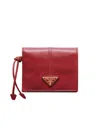Prada Women's Small Leather Wallet In Red