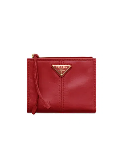 Prada Women's Small Leather Wallet In Red