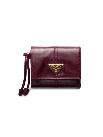 Prada Women's Small Leather Wallet In Red