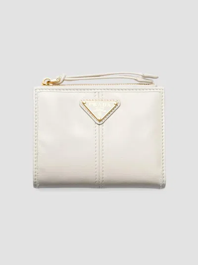 Prada Women's Small Leather Wallet In White