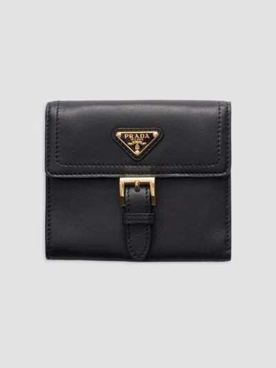 Prada Women's Small Nappa Leather Wallet In Black
