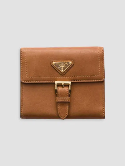 Prada Women's Small Nappa Leather Wallet In Brown