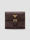 Prada Small Nappa Leather Wallet In Dark Brown
