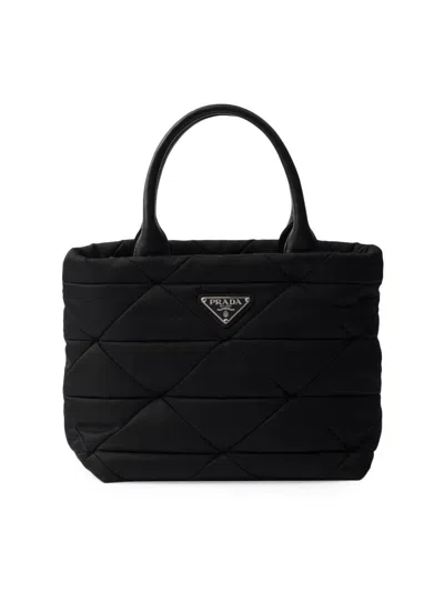 Prada Women's Small Padded Re-nylon Tote Bag In Black