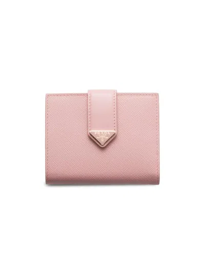 Prada Women's Small Saffiano And Smooth Leather Wallet In Pink