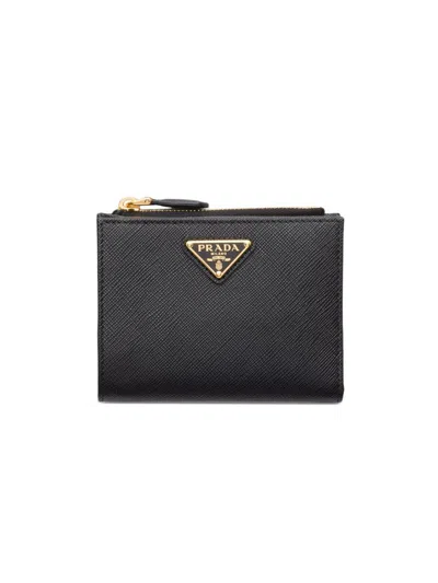 Prada Women's Small Saffiano Leather Wallet In Black