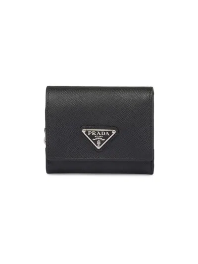 Prada Women's Small Saffiano Leather Wallet In Black