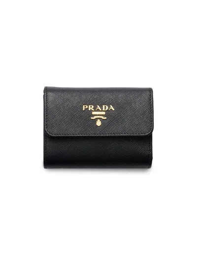 Prada Women's Small Saffiano Leather Wallet In Black