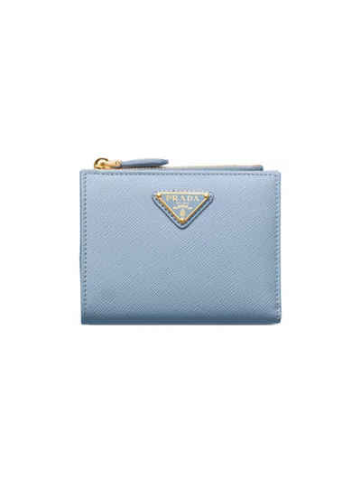 Prada Women's Small Saffiano Leather Wallet In Blue