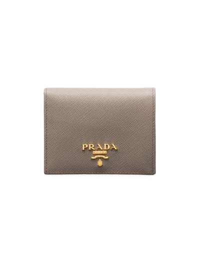 Prada Women's Small Saffiano Leather Wallet In Brown