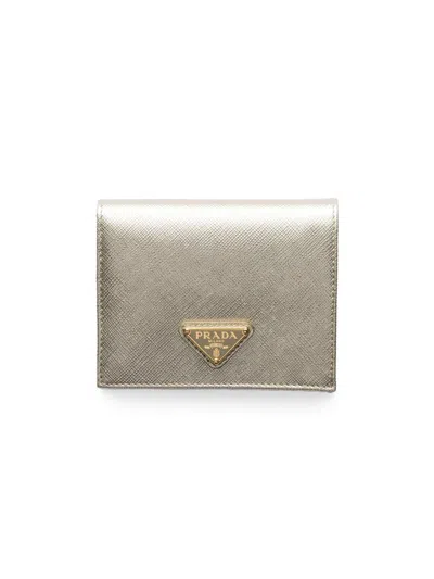 Prada Women's Small Saffiano Leather Wallet In Gold