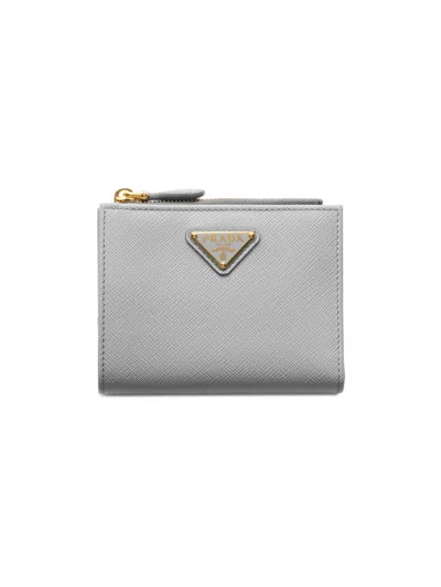 Prada Women's Small Saffiano Leather Wallet In Gray