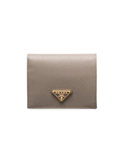 Prada Women's Small Saffiano Leather Wallet In Gray