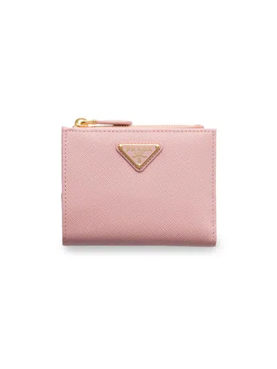 Prada Women's Small Saffiano Leather Wallet In Pink