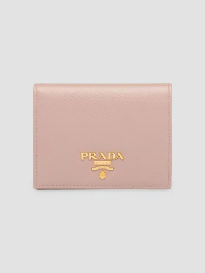 Prada Small Saffiano Leather Wallet In Pink