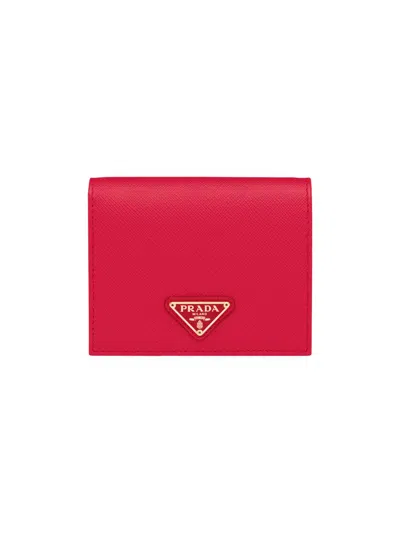 Prada Women's Small Saffiano Leather Wallet In Red