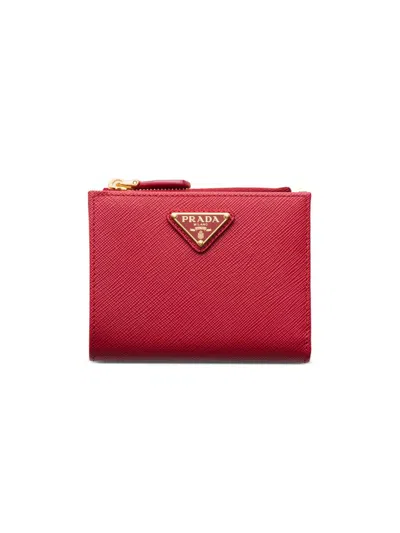Prada Women's Small Saffiano Leather Wallet In Red