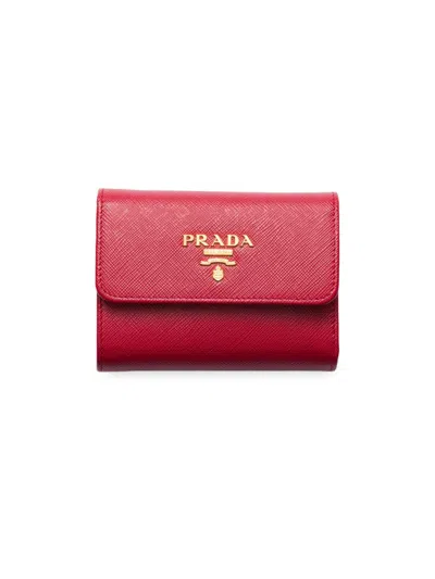Prada Women's Small Saffiano Leather Wallet In Red