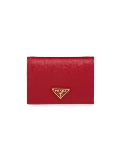 Prada Women's Small Saffiano Leather Wallet In Red