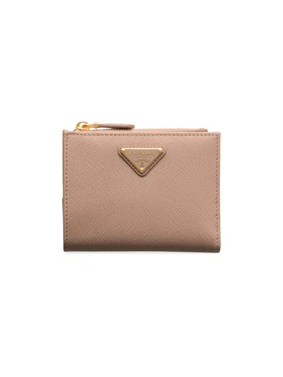 Prada Women's Small Saffiano Leather Wallet In Sand