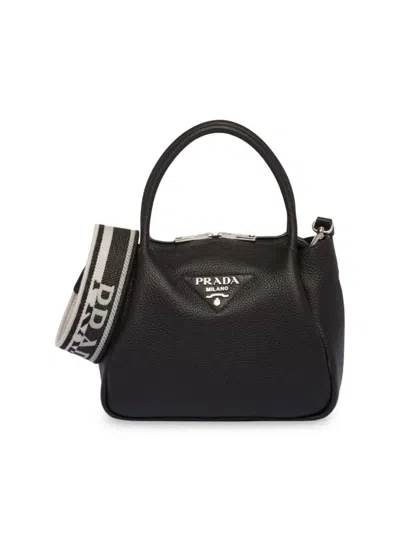 Prada Women's Small Top Handle Leather Bag In Black