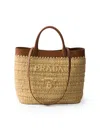 Prada Small Crochet Raffia-effect Tote Bag In Brown