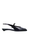 Prada Mary Jane Patent Pointy-toe Slingback Ballerina Flat In Black