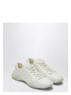 Prada Leather Sneakers Crafted Geometric Stitching In Black