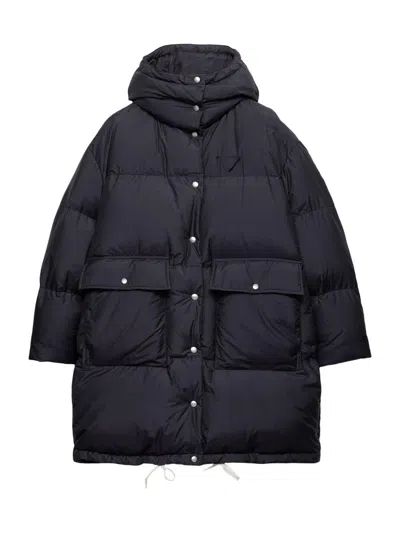 Prada Women's Soft Canvas Down Parka In Blue