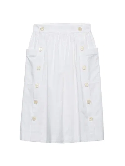 Prada Women's Soft Cotton Gabardine Skirt In White