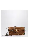 Prada Soft Sound Large Caramel Leather Bag With Charms