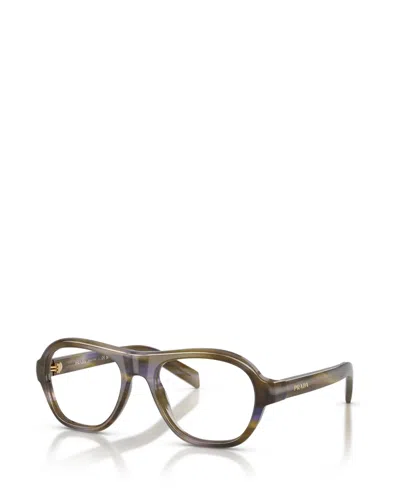 Prada Women's Square Eyeglasses, Pr C12vf In Green