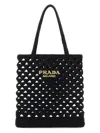 Prada Straw Tote Bag With Knit Design And Shoulder Straps
