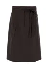 Prada Women Brown Stretch Poplin Skirt In Brown