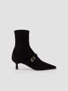 Prada Pointed Toe Kitten Heel Ankle Strap Pump In Black