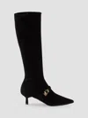 Prada Stretch Suede Boots In Black