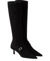 Prada Stretch Suede Boots In Brown