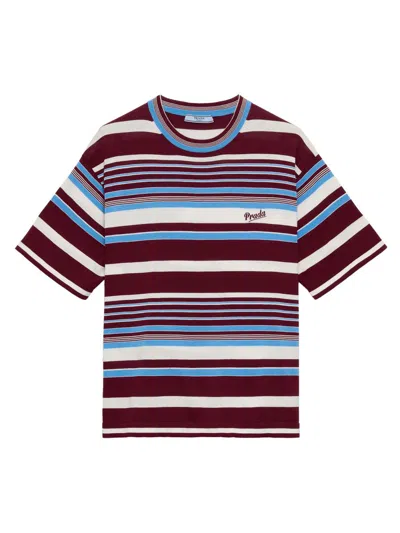 Prada Women's Striped Cotton Crew-neck Sweater In Multi