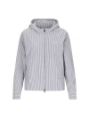 Prada Striped Poplin Blouson Jacket In Gray