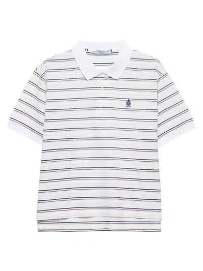 Prada Women's Striped Piqué Polo Shirt In White