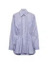 Prada Embroidered Poplin Shirt In Blue