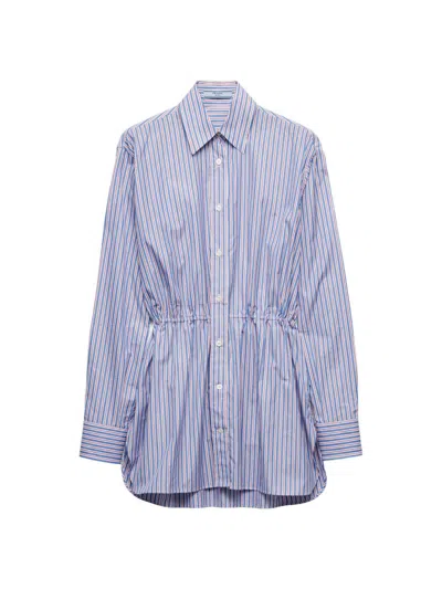 Prada Embroidered Poplin Shirt In Multi