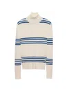 Prada Womens  Striped Triangle-appliqué Turtleneck Wool Knitted Top