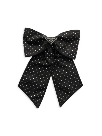 Prada Women's Studded Re-nylon Hair Clip In Black