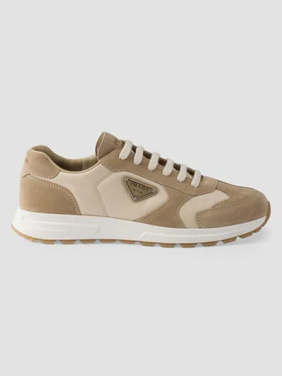 Prada Women's Suede And Re-nylon Sneakers In Brown
